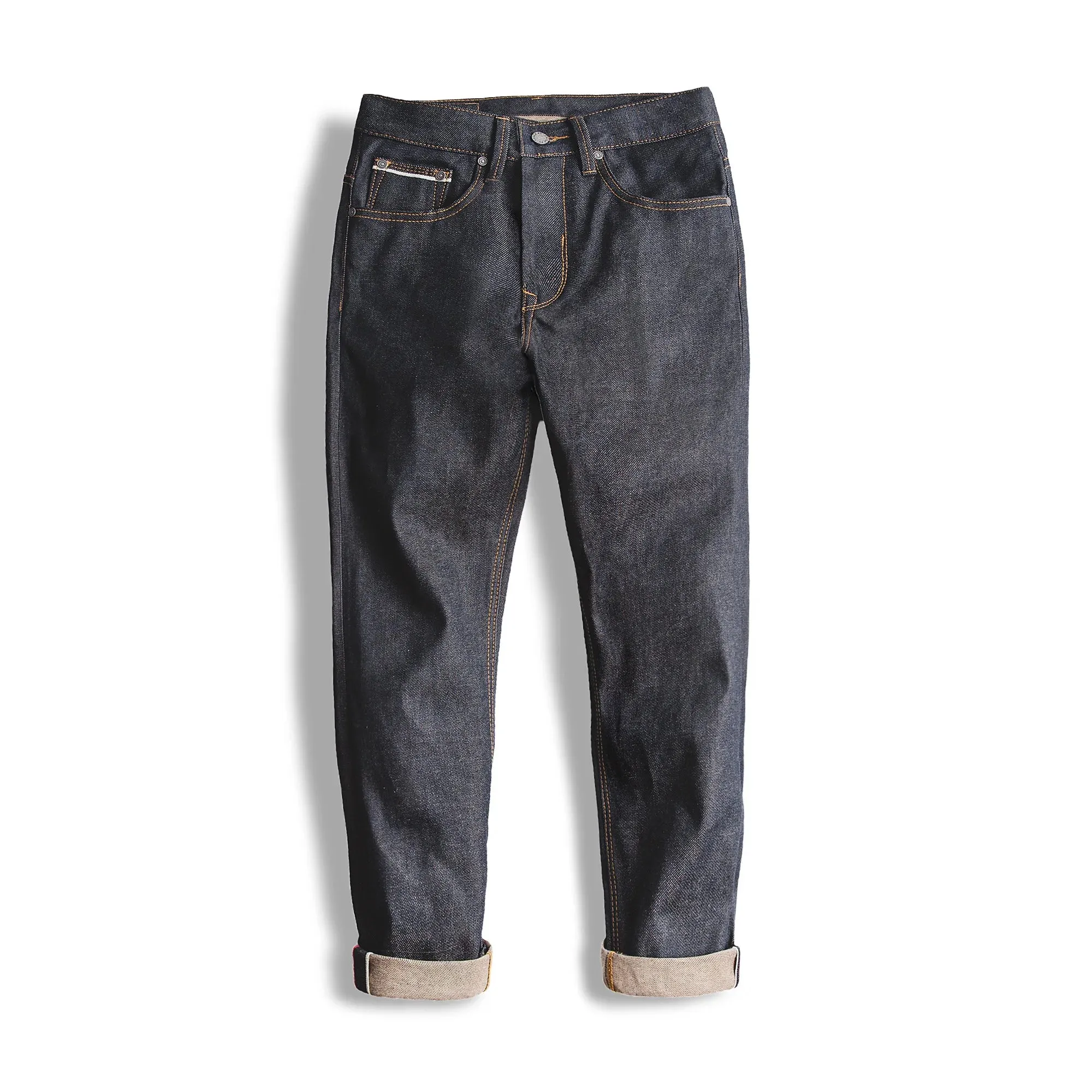 13.8oz  Retro Regular Denim Jeans Deep Color High Quality denim trousers