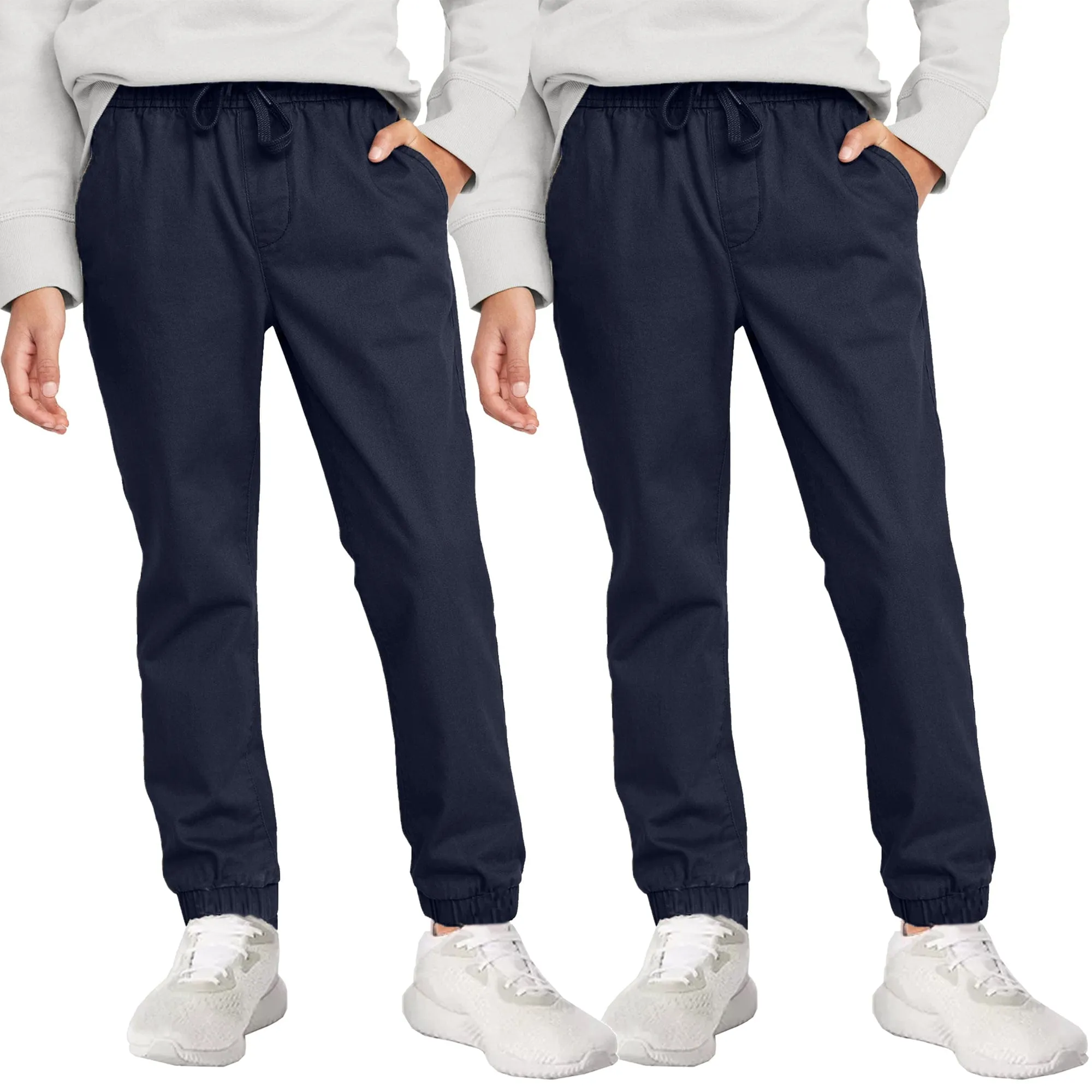 2-Pack Boy's Slim Fitting Cotton Stretch Classic Twill Joggers
