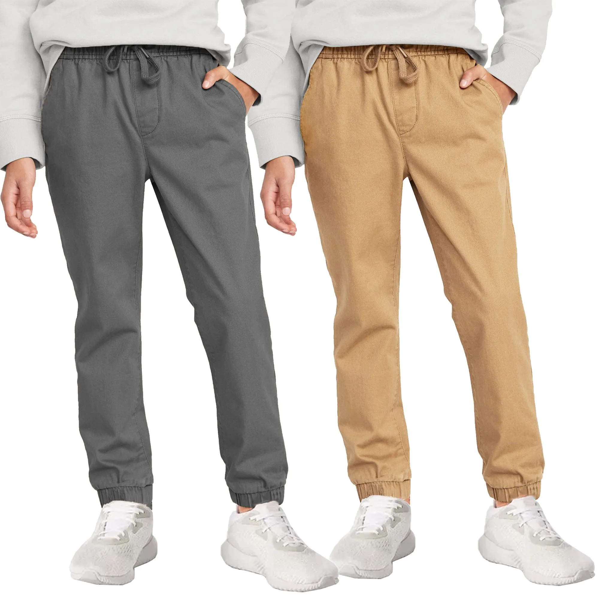 2-Pack Boy's Slim Fitting Cotton Stretch Classic Twill Joggers