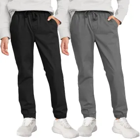 2-Pack Boy's Slim Fitting Cotton Stretch Classic Twill Joggers