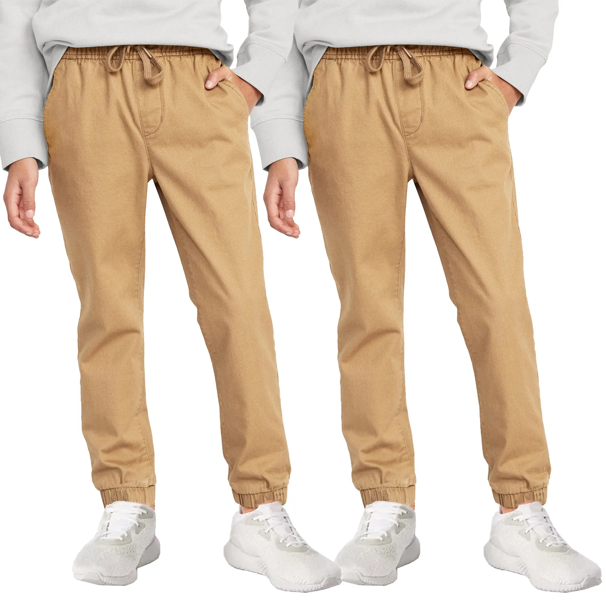 2-Pack Boy's Slim Fitting Cotton Stretch Classic Twill Joggers