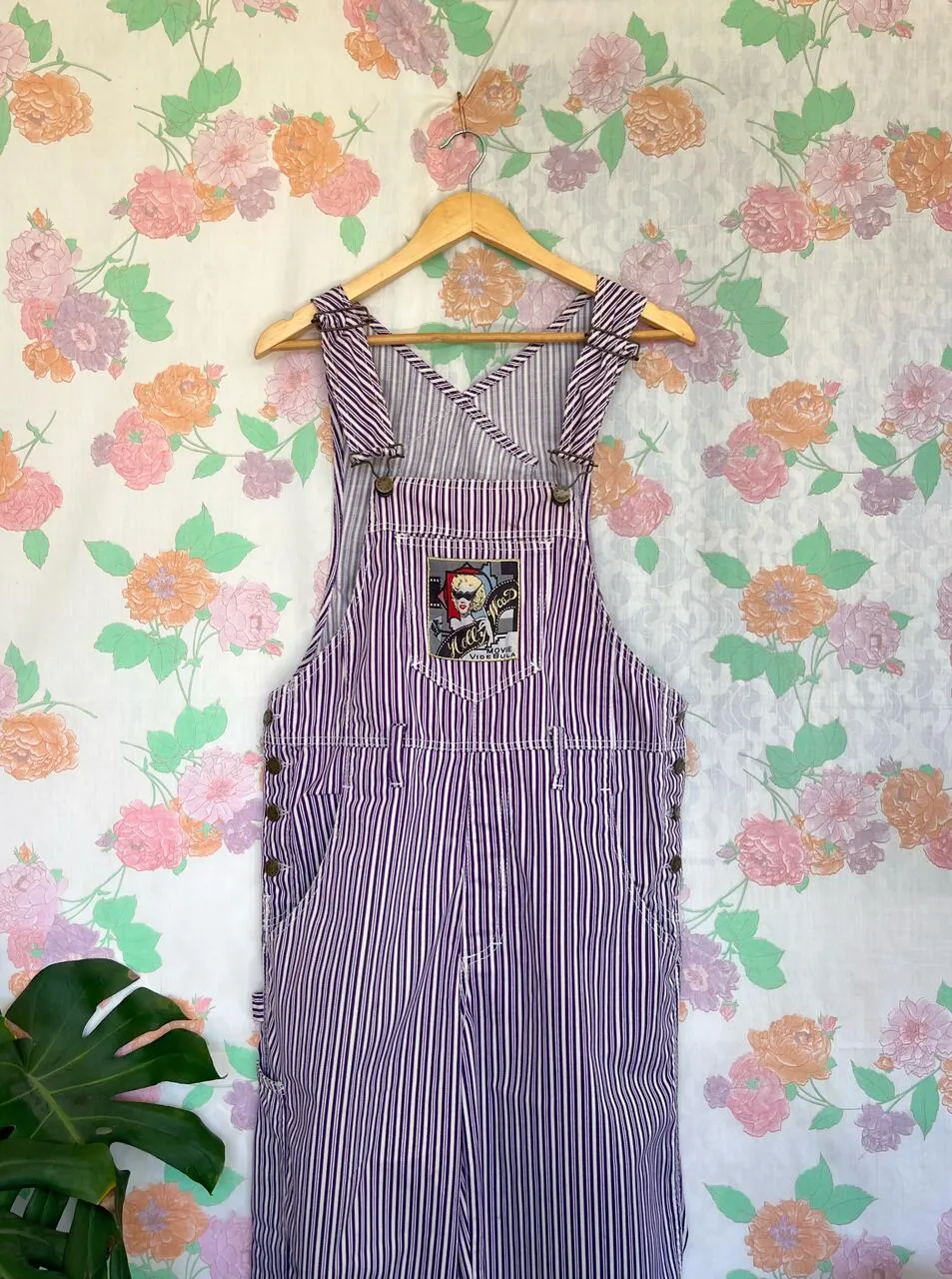 90's Unique Striped Purple Overall