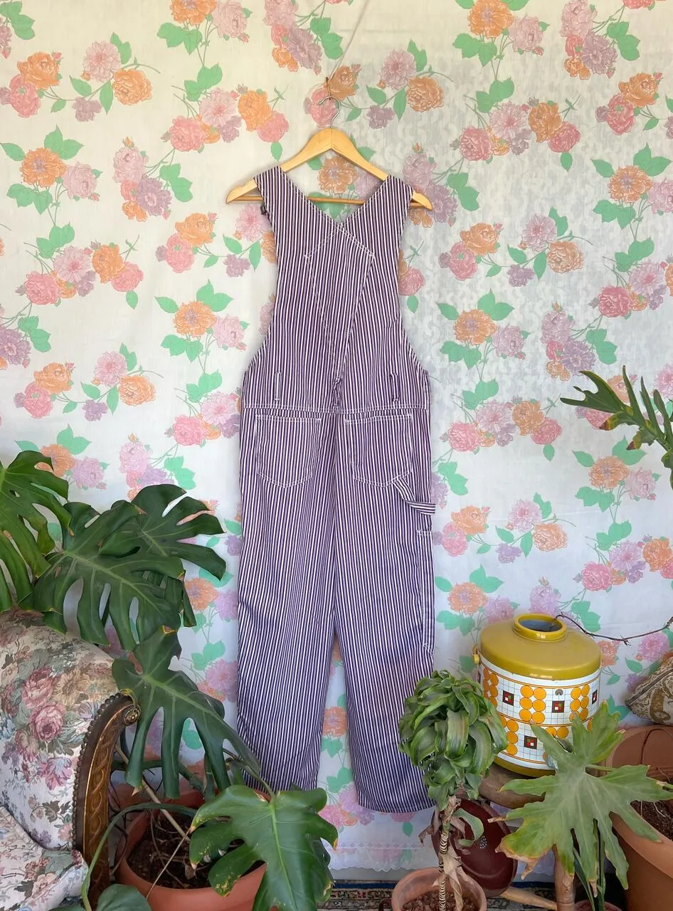 90's Unique Striped Purple Overall