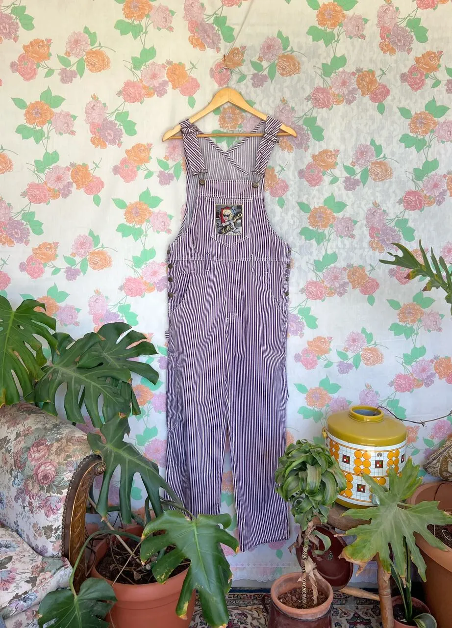90's Unique Striped Purple Overall