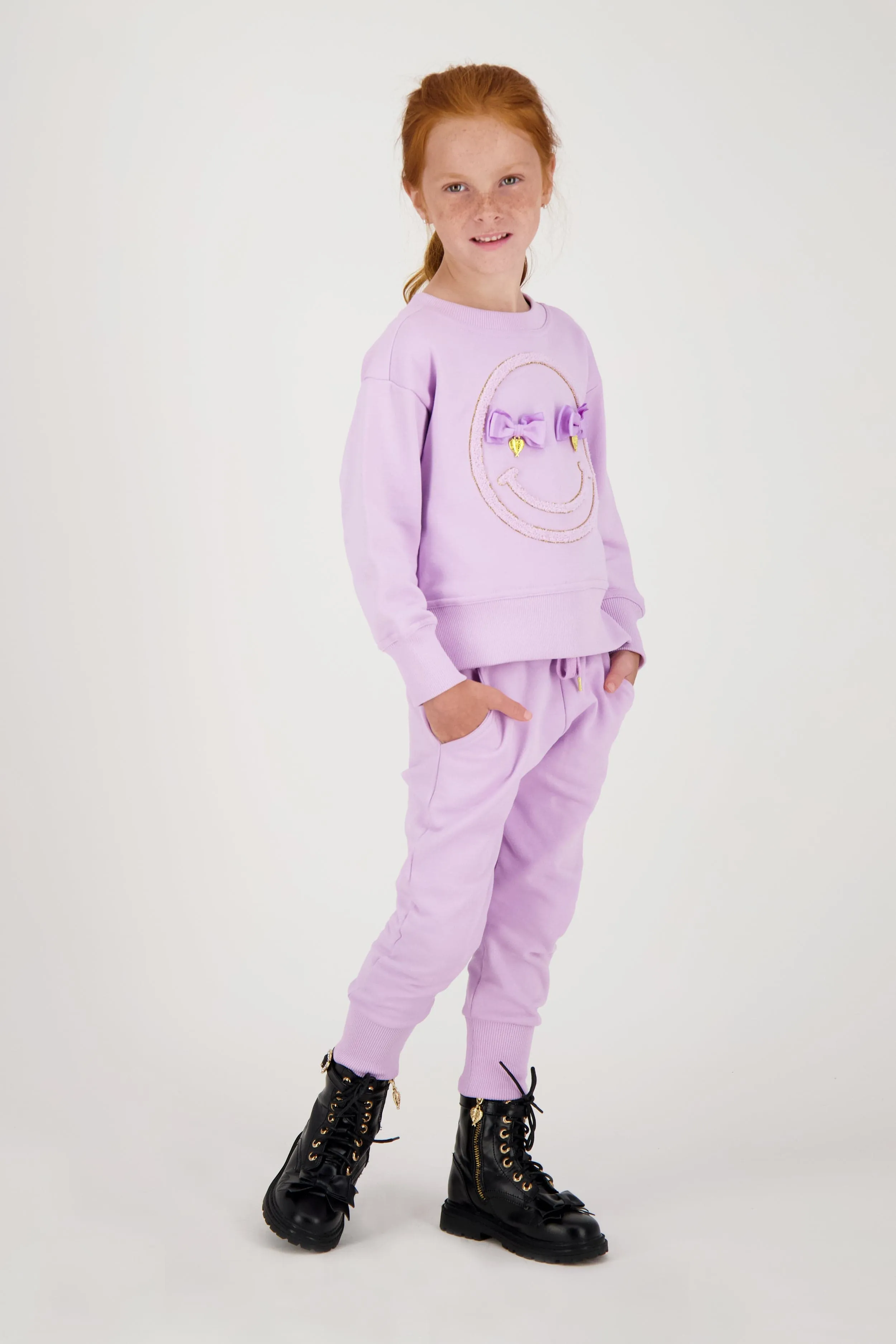 Angels Face Girls Smile Sweatshirt in Purple