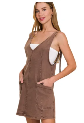 Ash Mocha Denim Overall Dress