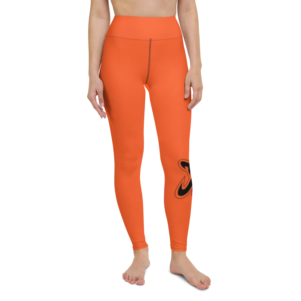 Athletic Apparatus Outrageous Orange Black logo V3 Yoga Leggings