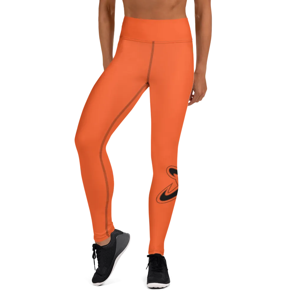 Athletic Apparatus Outrageous Orange Black logo V3 Yoga Leggings