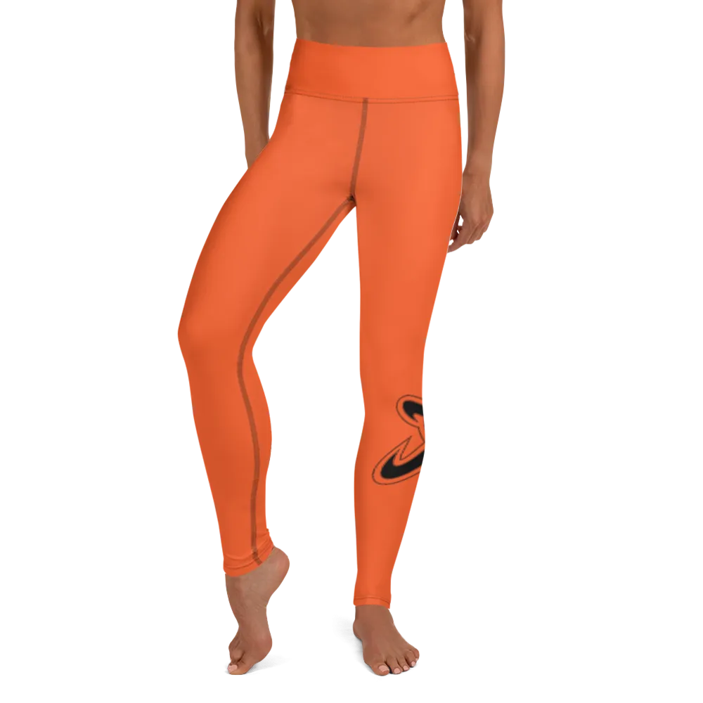 Athletic Apparatus Outrageous Orange Black logo V3 Yoga Leggings
