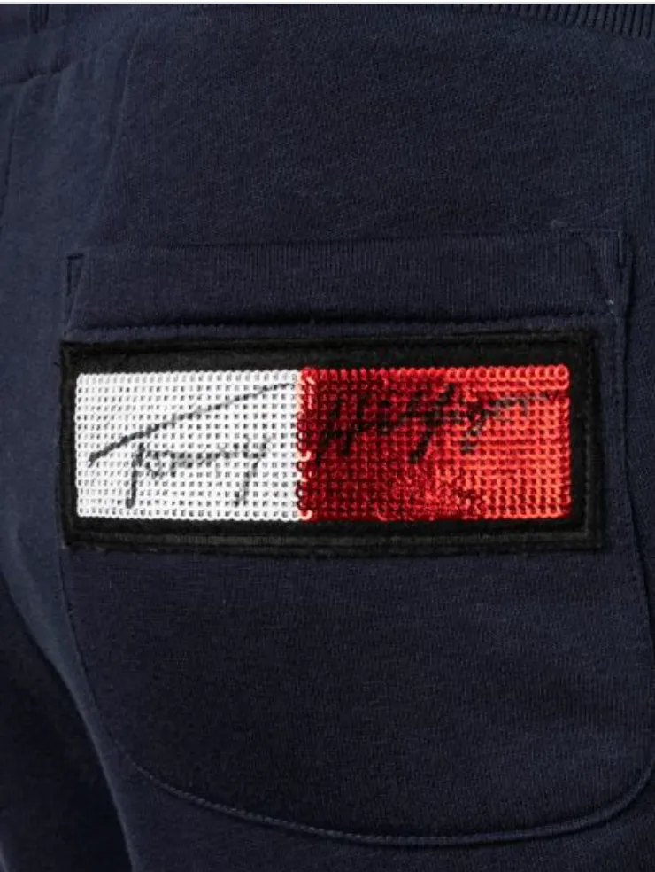 AW21 Tommy Hilfiger Girls Navy Blue Sequin Tracksuit Bottoms