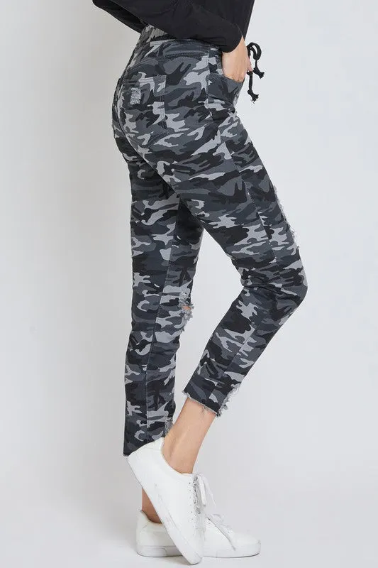 Black Camo High Rise Joggers - YMI