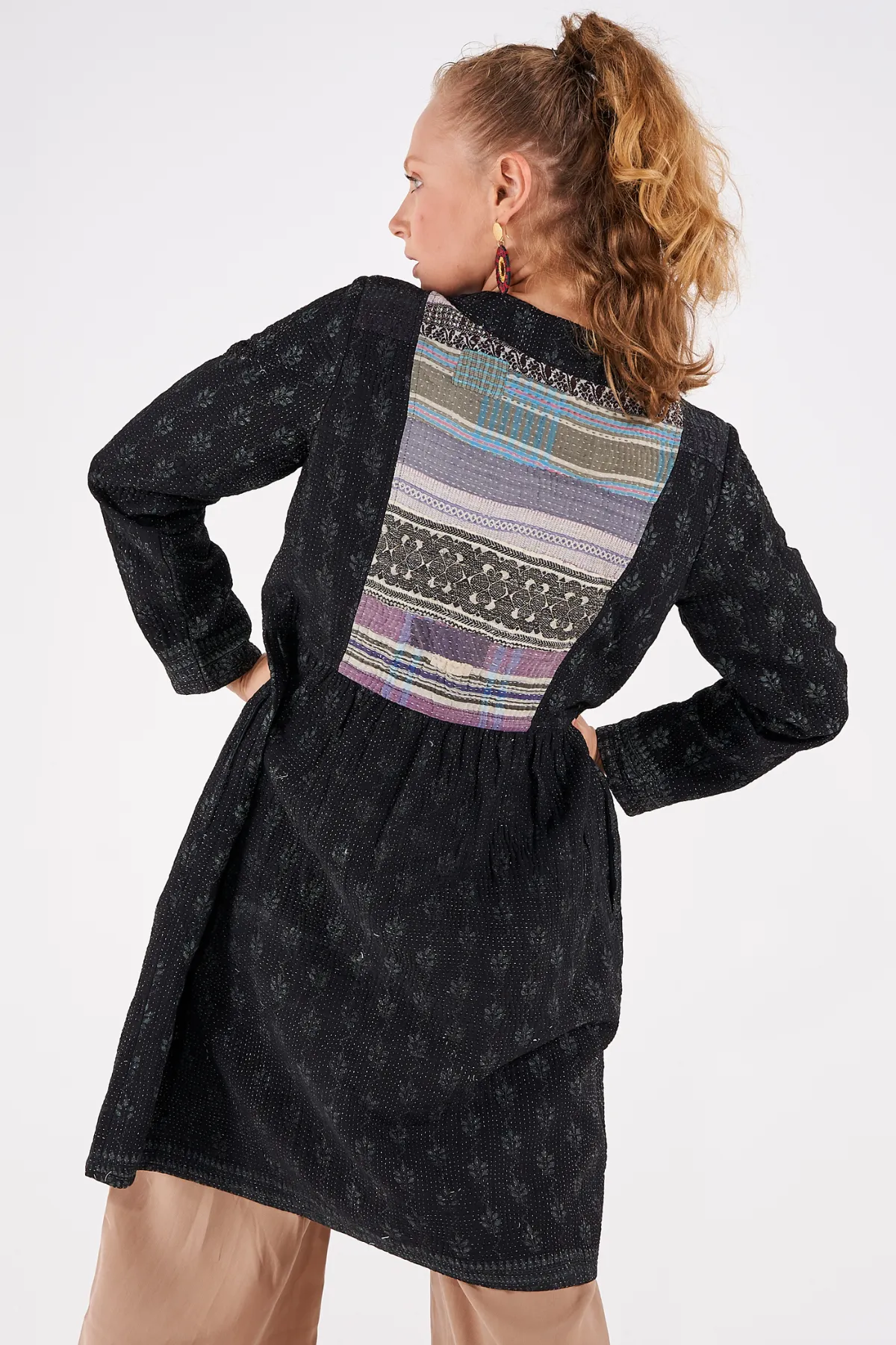 Black Foliage Long Jacket