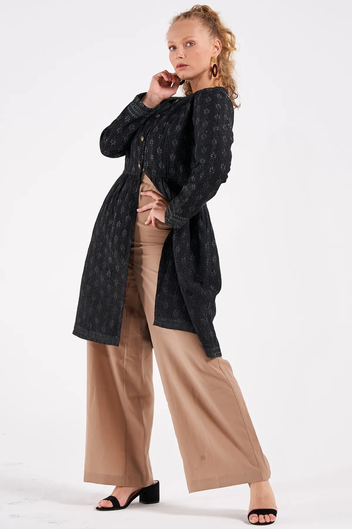 Black Foliage Long Jacket
