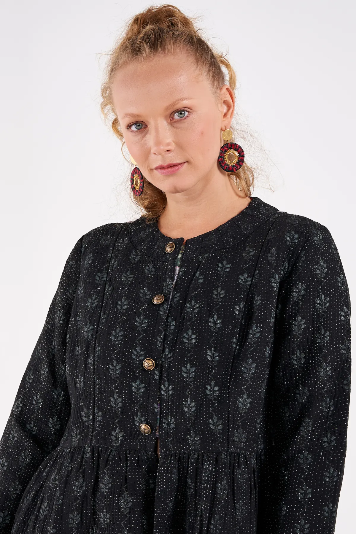 Black Foliage Long Jacket