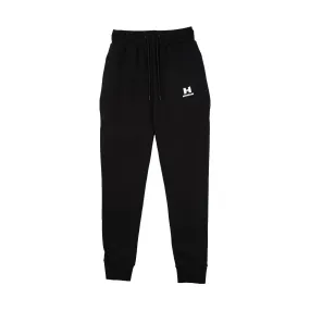 BLACK- JOGGERS - WHITE LOGO