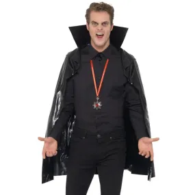 Black PVC Vampire Cape, with Stand Up Collar, 114 cm/45 inches