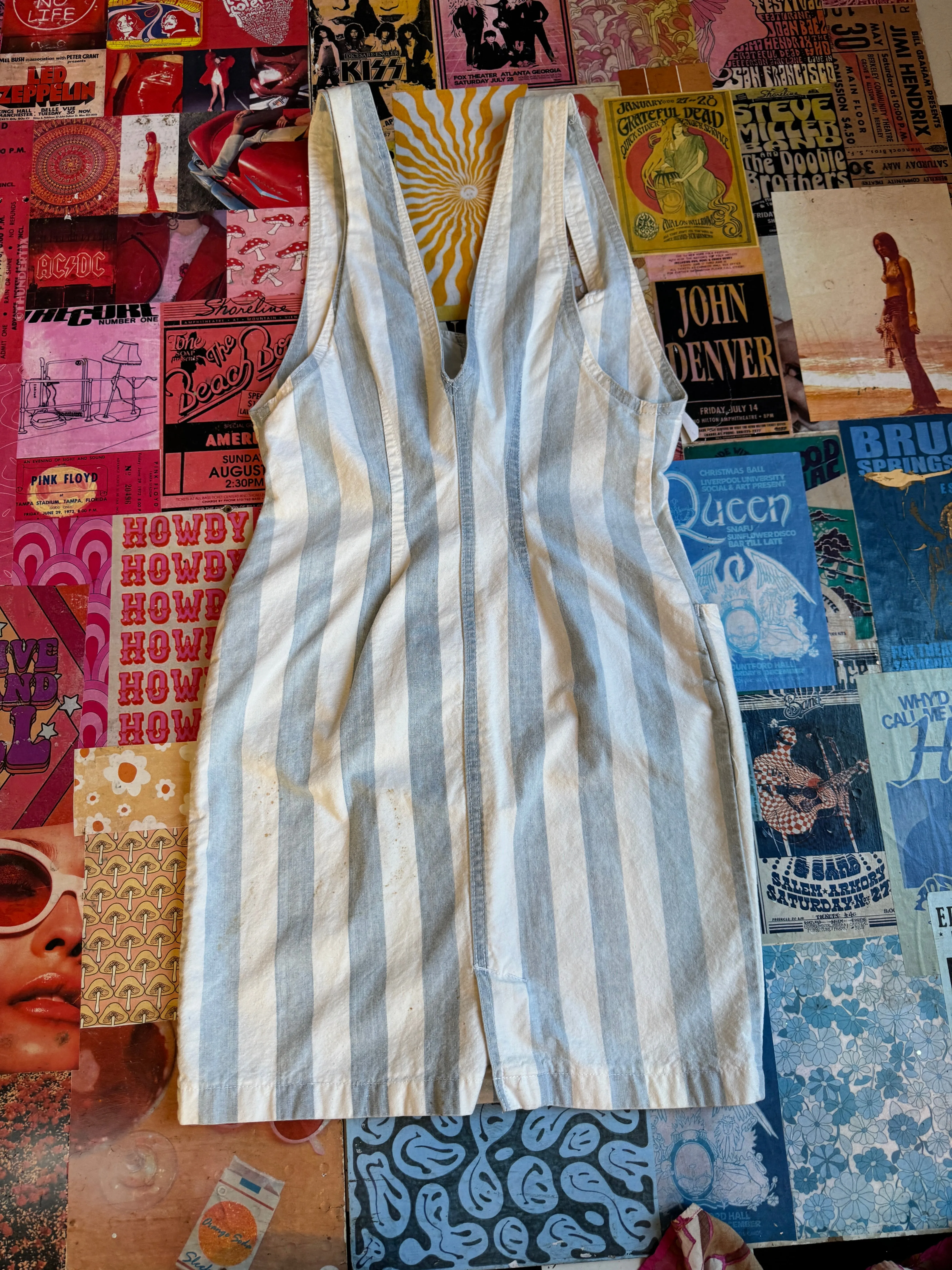Blue Striped Overall Dress