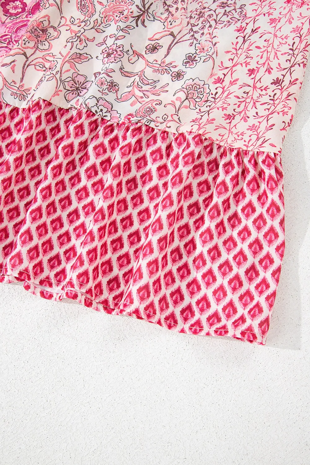 Bohemian Pink Printed Tassel Drawstring Maxi Skirt