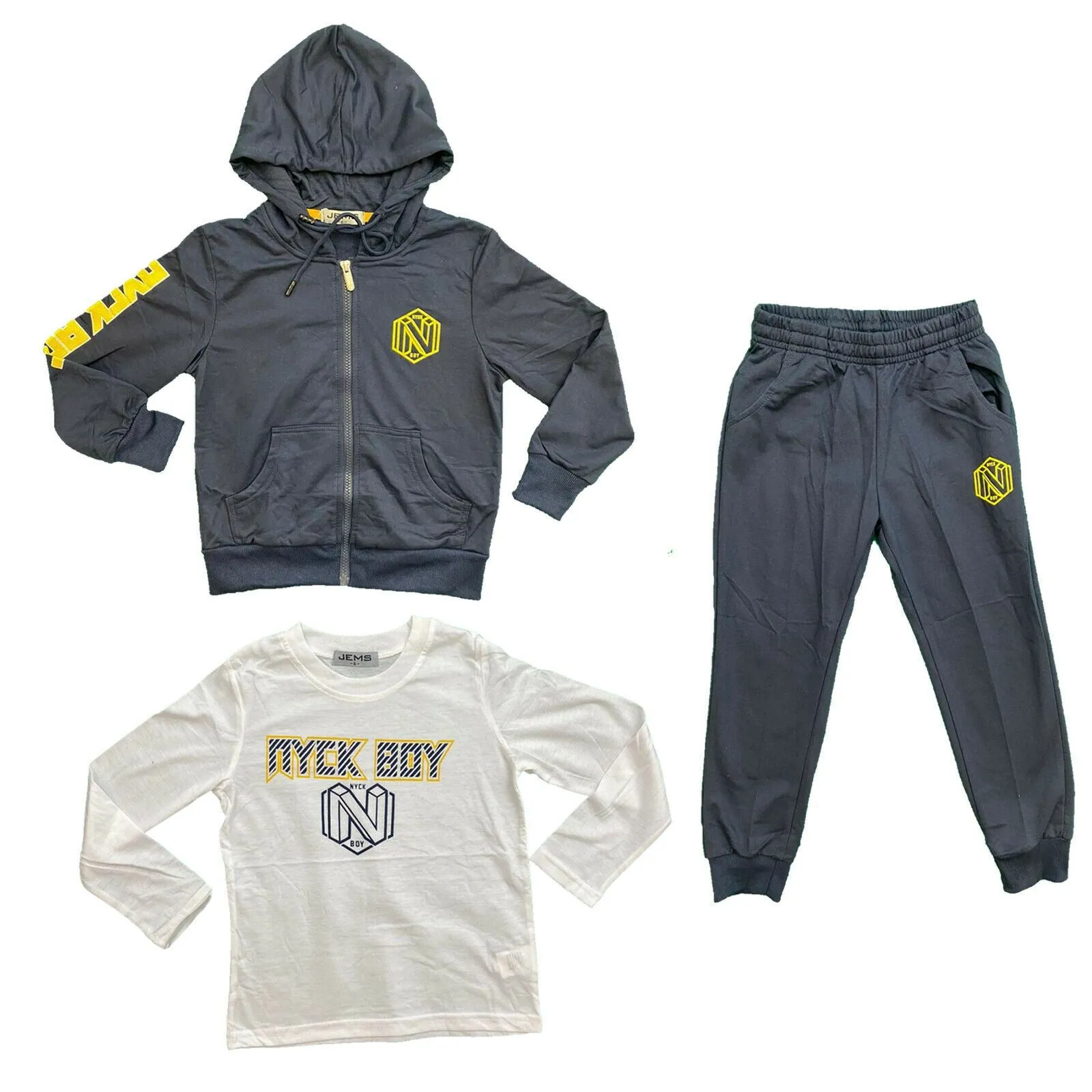 Boys Kids Tracksuit Jacket Joggers T Shirt Jogging Bottoms Sport PE Gym Set