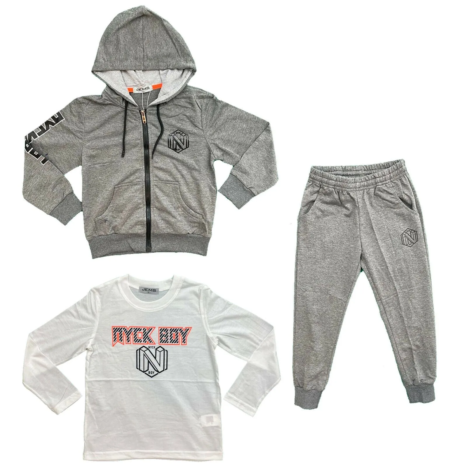Boys Kids Tracksuit Jacket Joggers T Shirt Jogging Bottoms Sport PE Gym Set