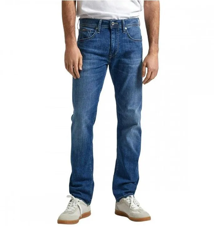 CALÇAS DE GANGA STRAIGHT JEANS REGULAR RISE BLUE INDIGO DENIM PEPE JEANS