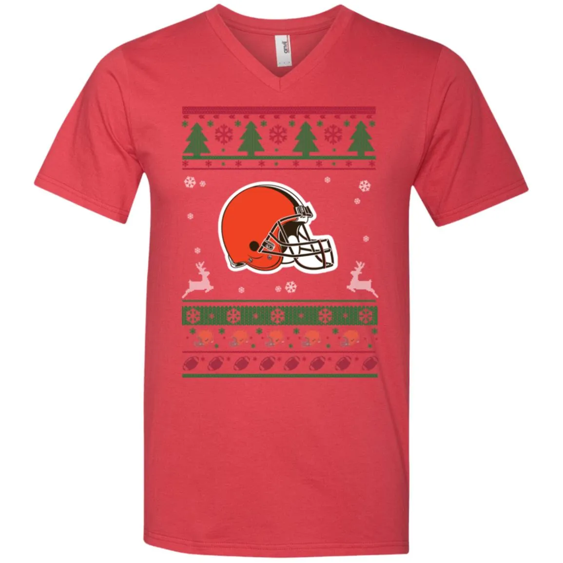 Cleveland Browns Logo Football Teams Ugly Christmas Sweater Men V-Neck T-Shirt