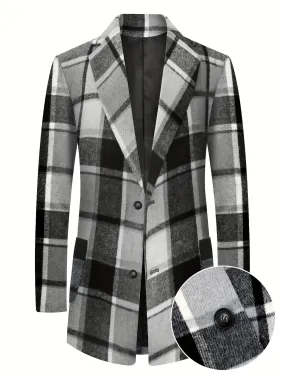 Coatify - Heren Ruitpatroon Enkelknoop Blazer met Ingesneden Revers