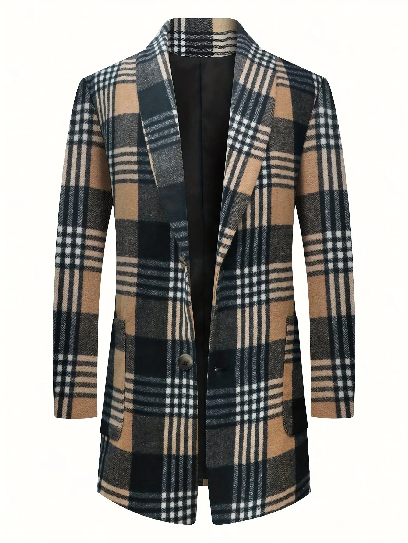 Coatify - Heren Ruitpatroon Enkelknoop Blazer met Ingesneden Revers