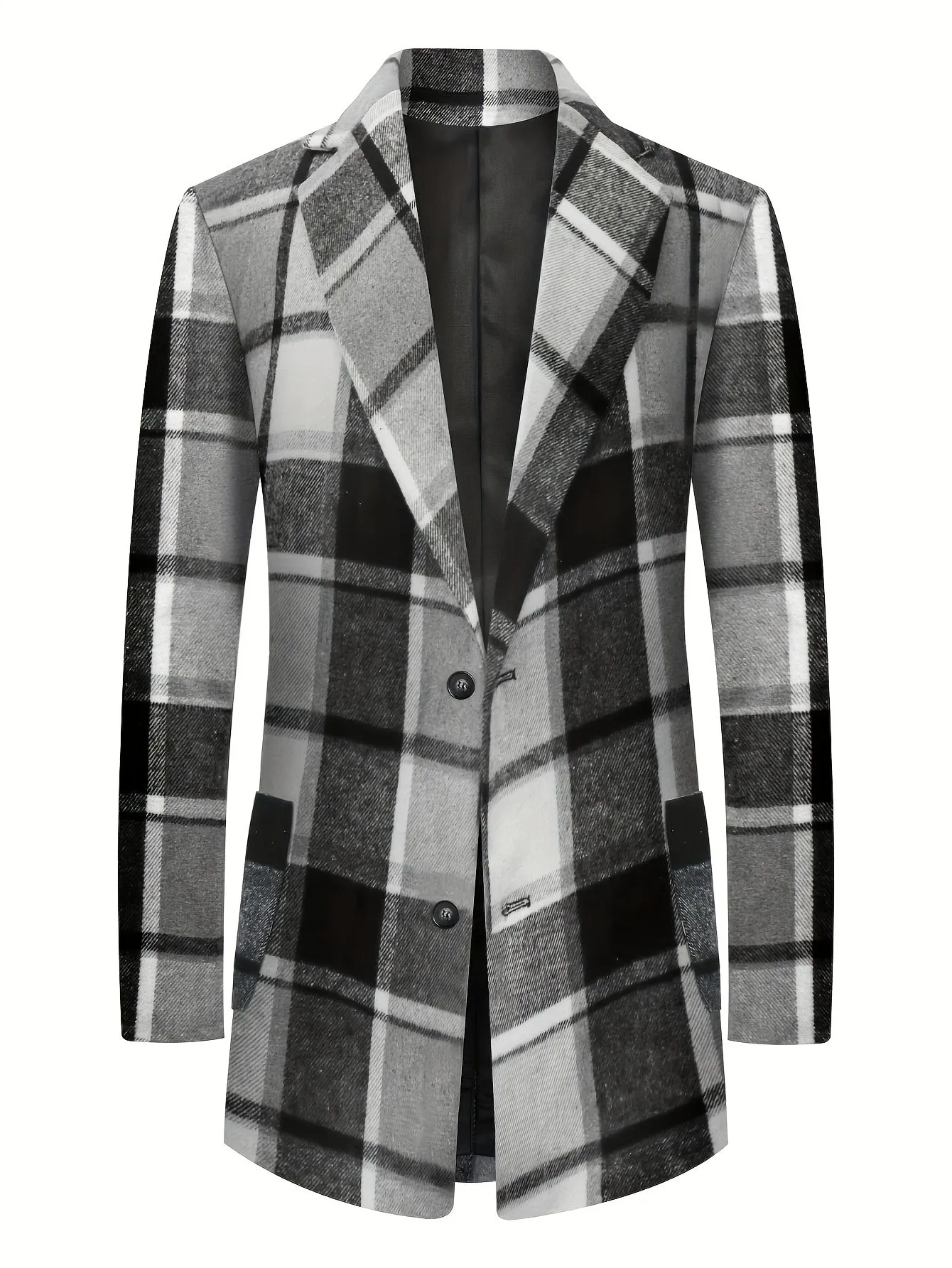 Coatify - Heren Ruitpatroon Enkelknoop Blazer met Ingesneden Revers