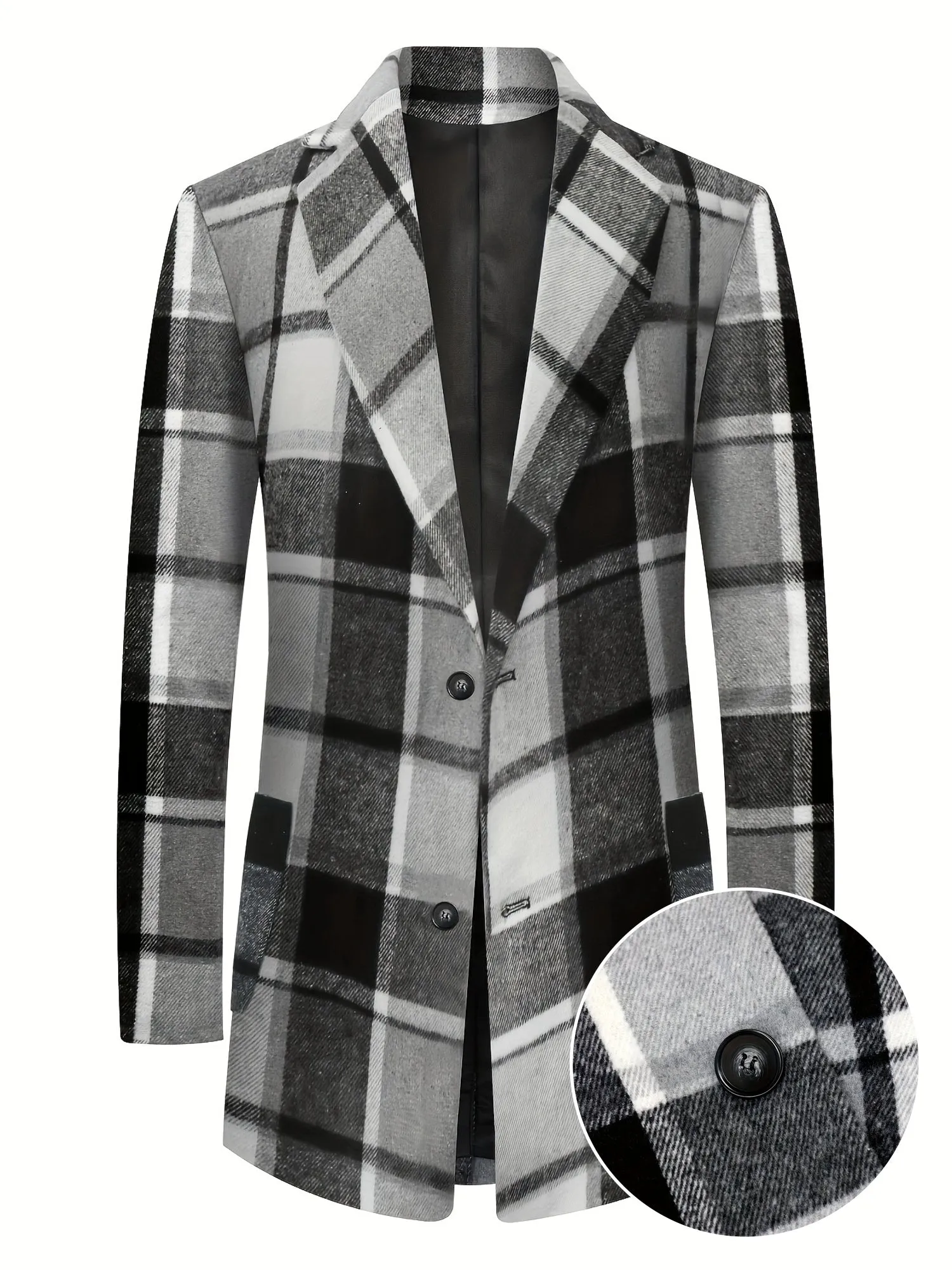 Coatify - Heren Ruitpatroon Enkelknoop Blazer met Ingesneden Revers