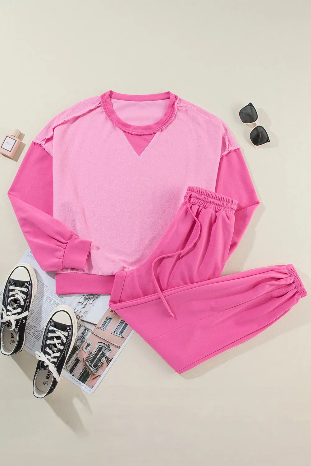 Contrast Pullover and Jogger Set