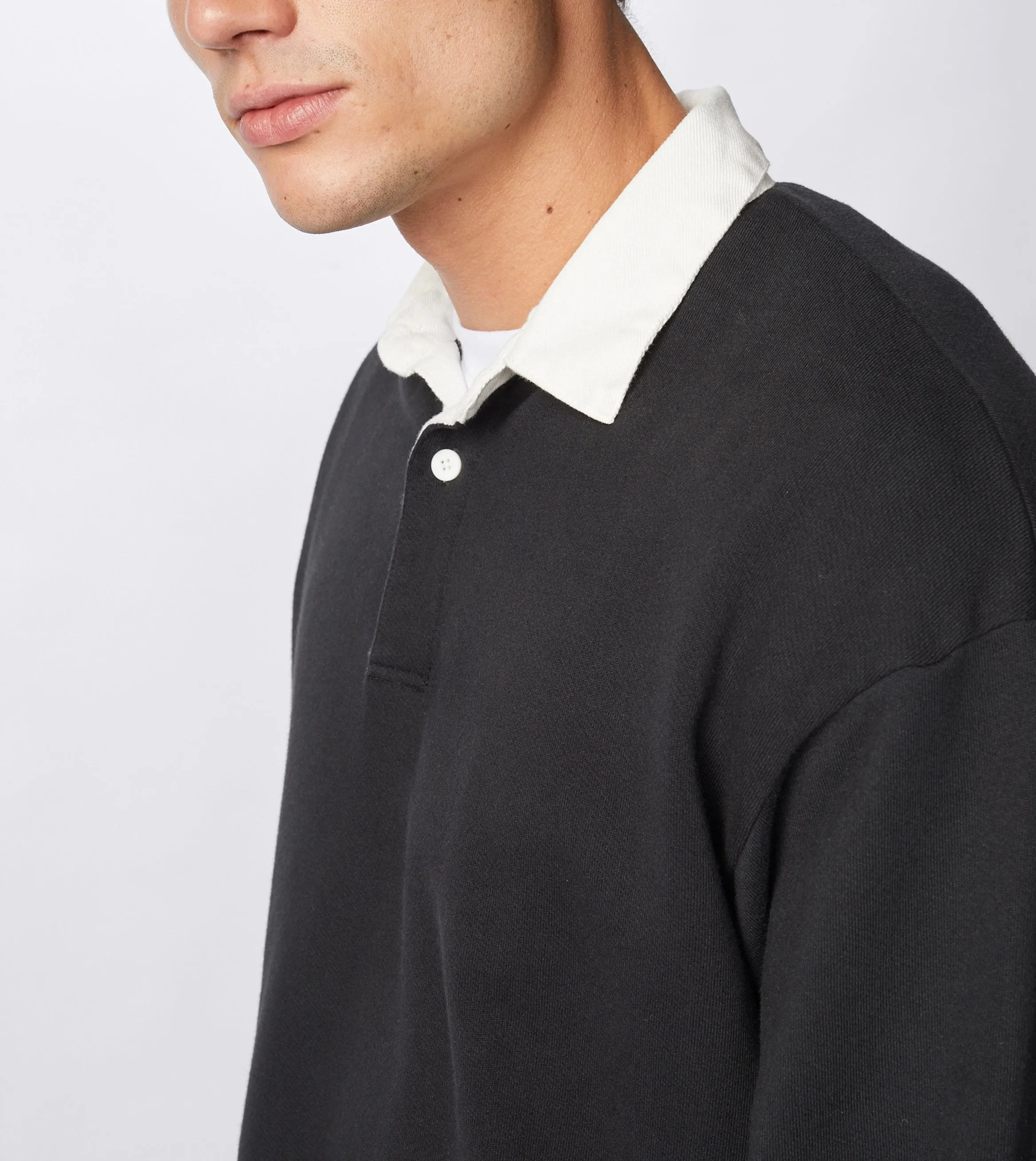 Contrast Rugger Polo Sweat Black/Milk
