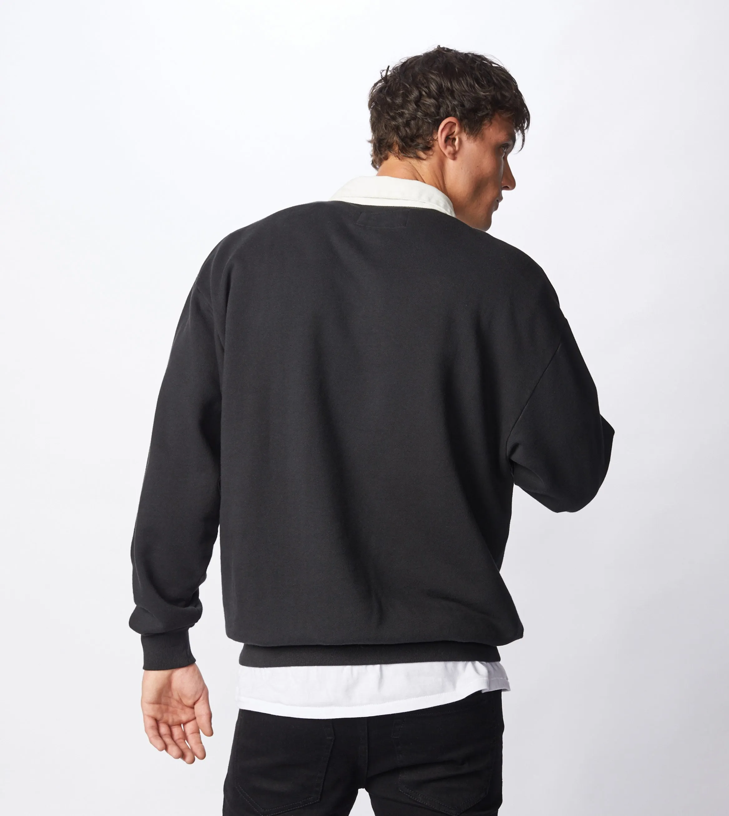 Contrast Rugger Polo Sweat Black/Milk