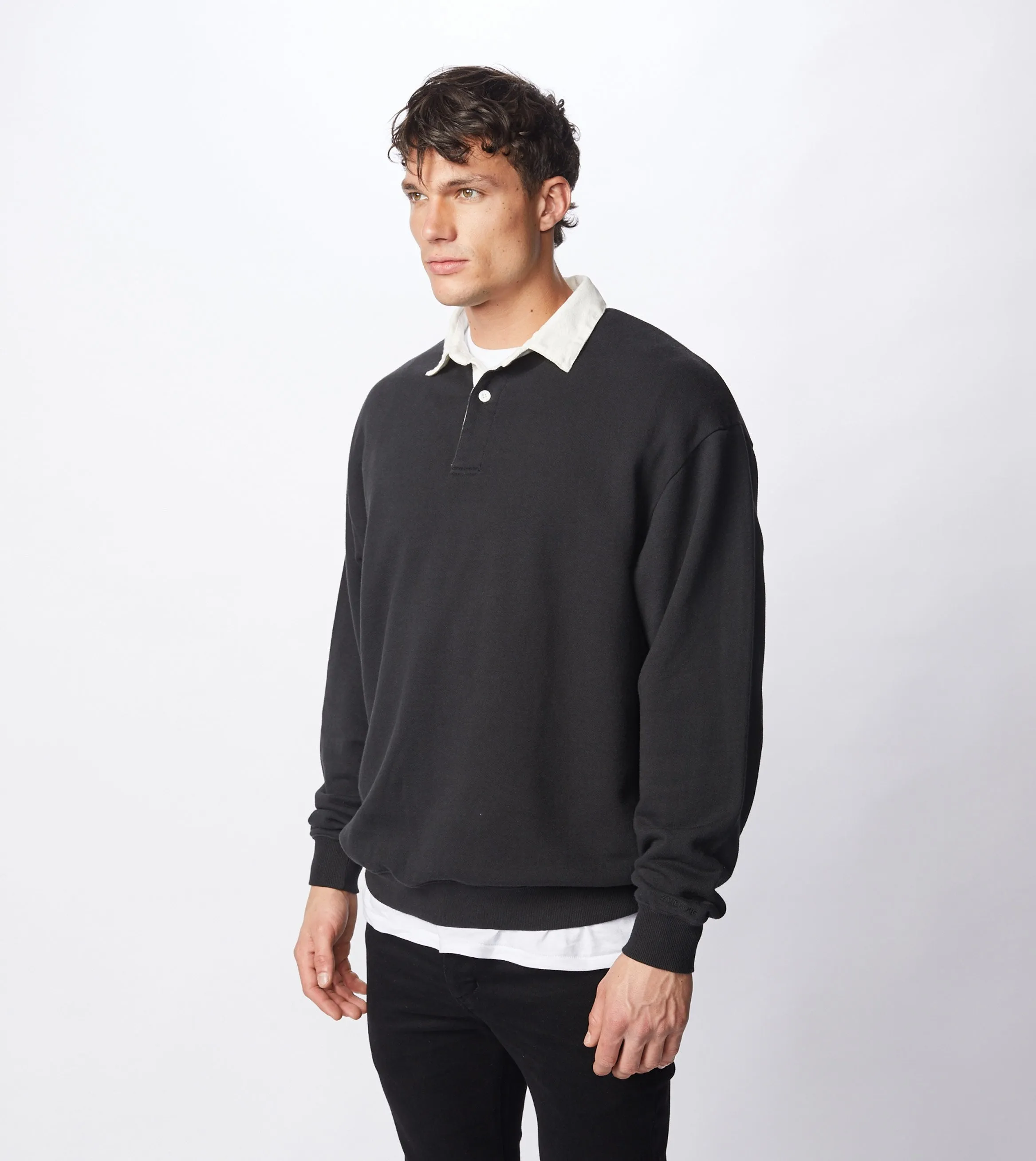 Contrast Rugger Polo Sweat Black/Milk