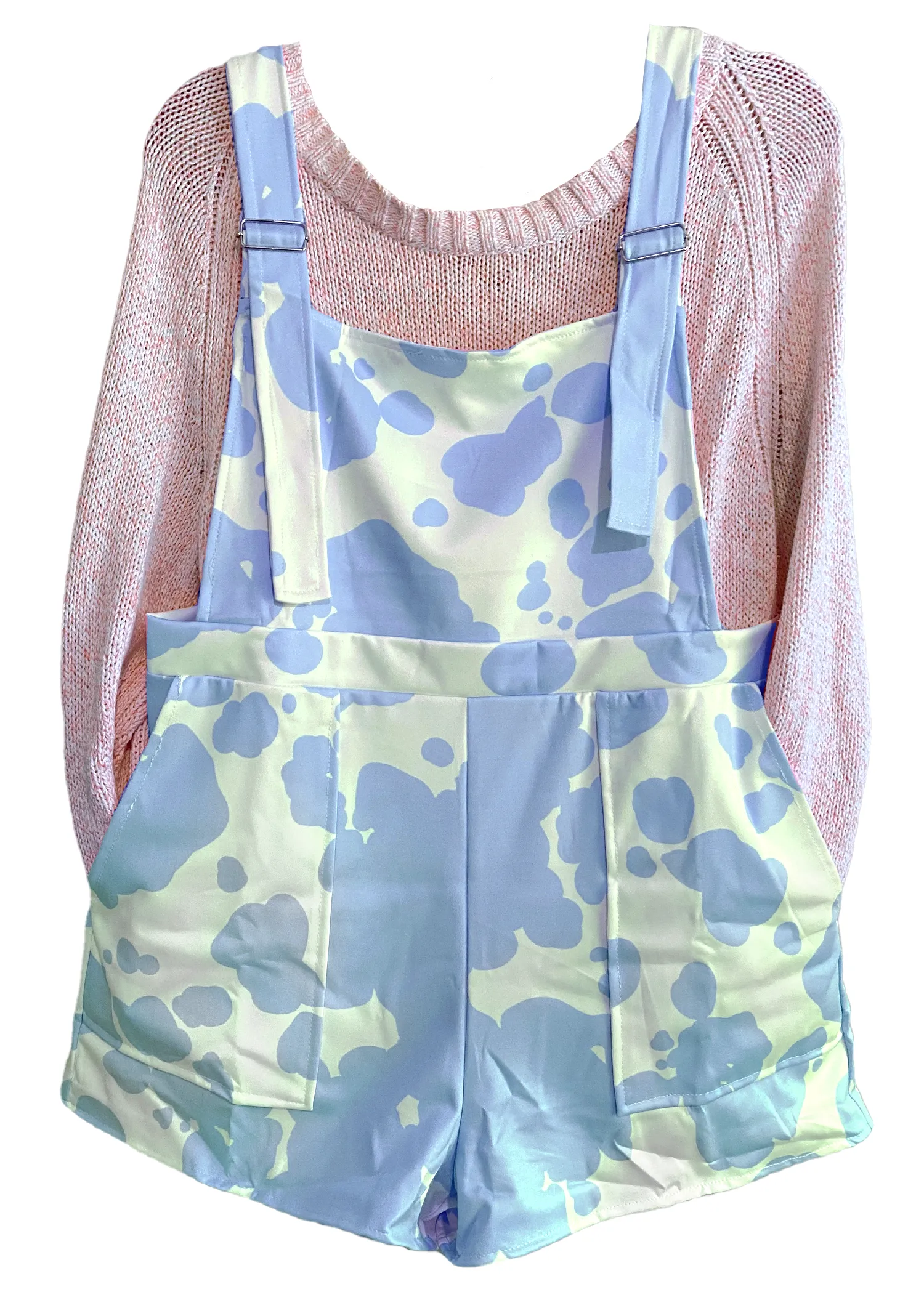Cow Print Overall Shorts