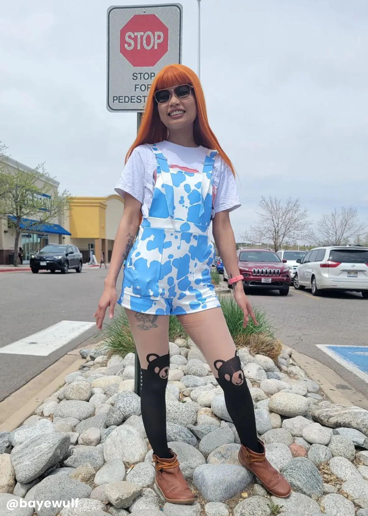 Cow Print Overall Shorts