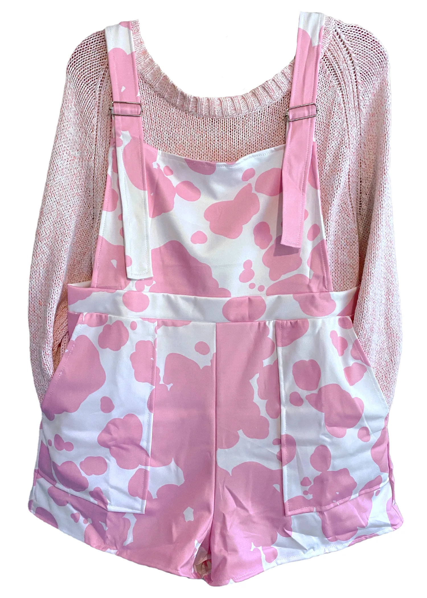 Cow Print Overall Shorts