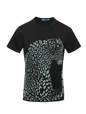 Crewneck Neck Tee Leopard crystal