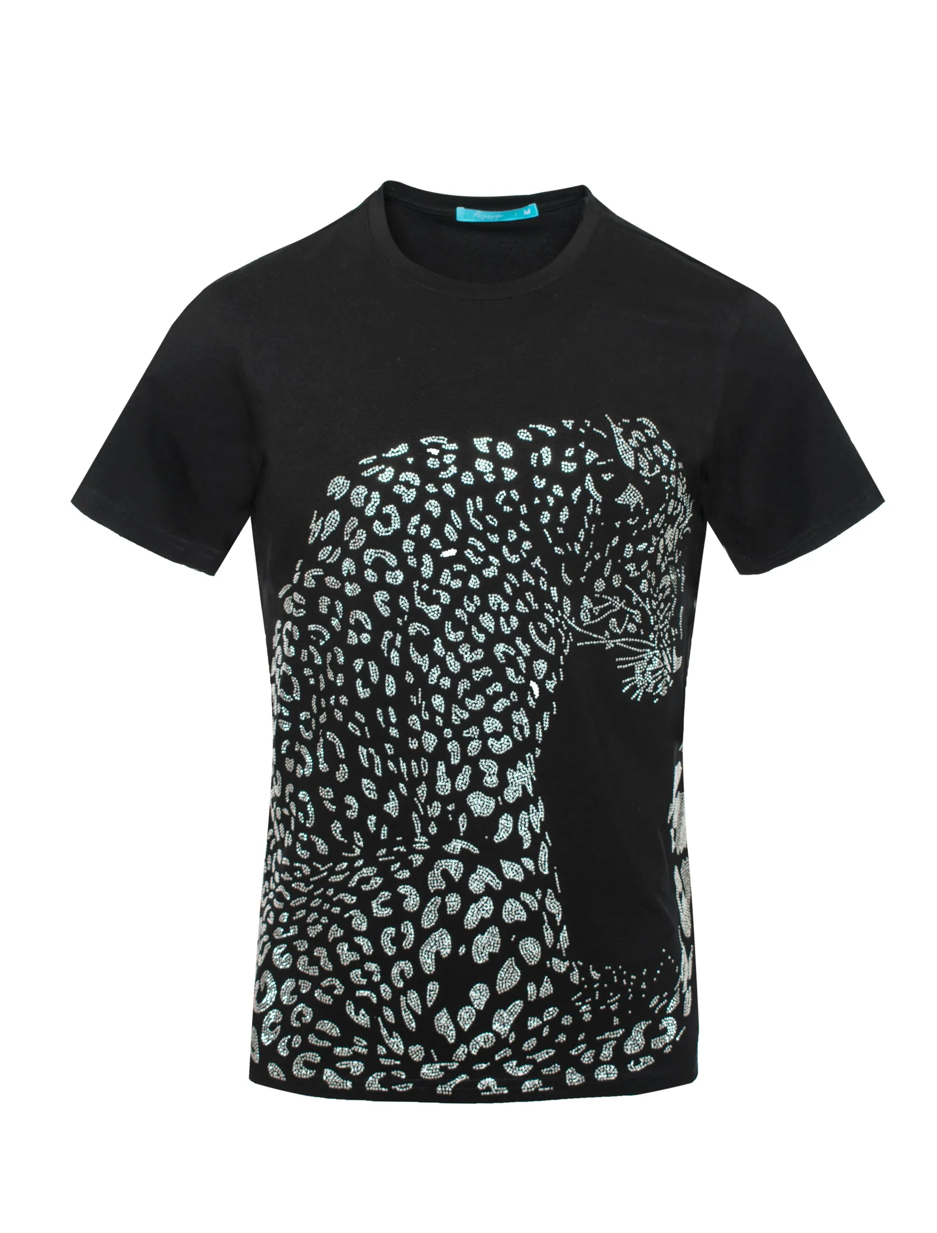 Crewneck Neck Tee Leopard crystal