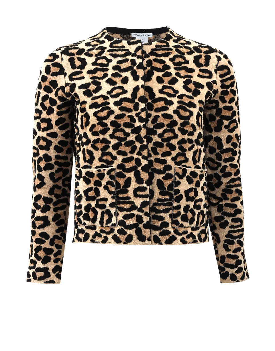Cropped Leopard Knit Jacket