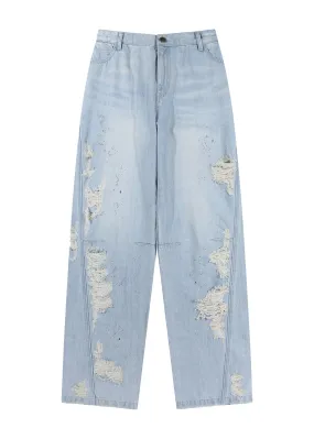 Crystal-embellished Ripped Jeans
