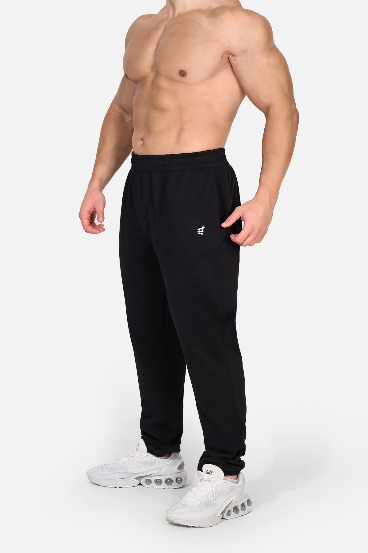 Cuffed Classic Joggers with Drawstrings - Black