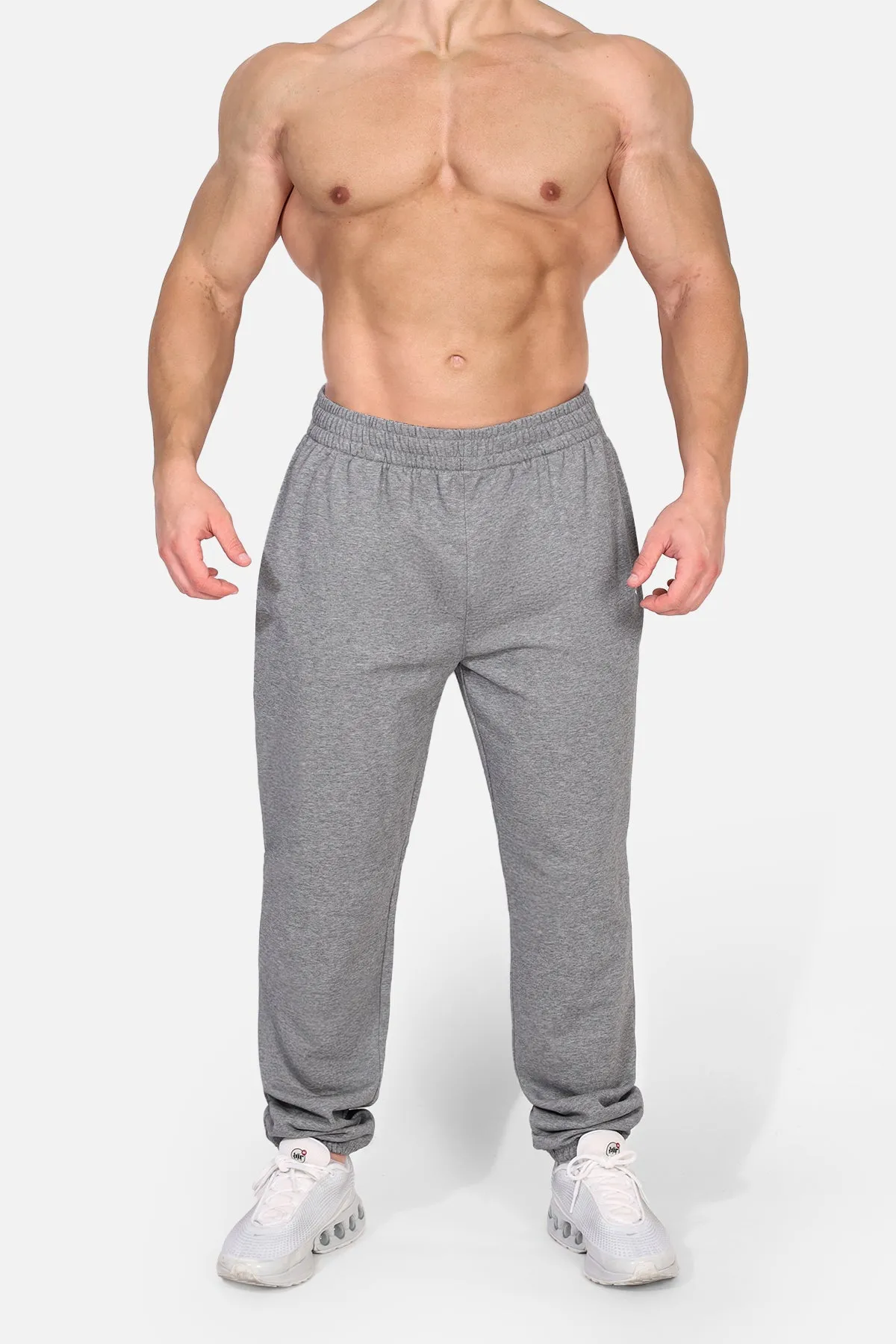 Cuffed Classic Joggers with Drawstrings - Gray
