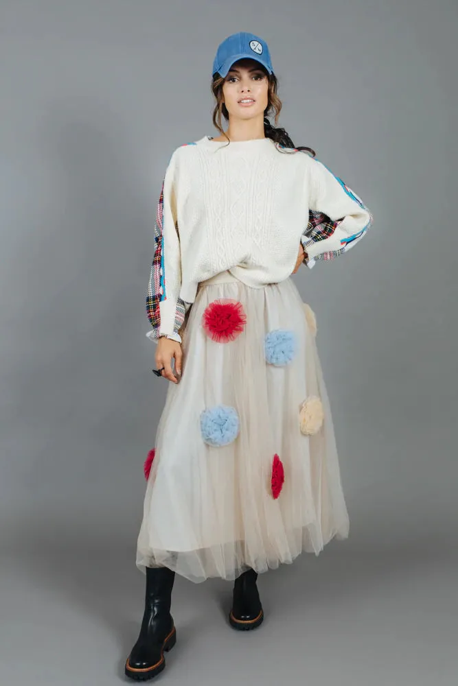 David Pond Vintage Flower Skirt - Cream
