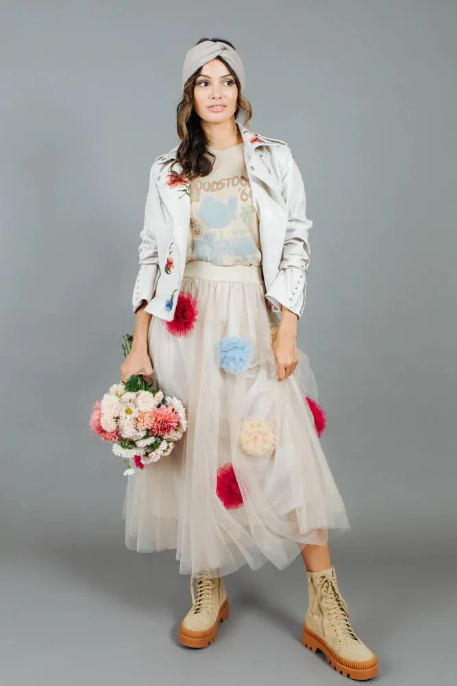 David Pond Vintage Flower Skirt - Cream