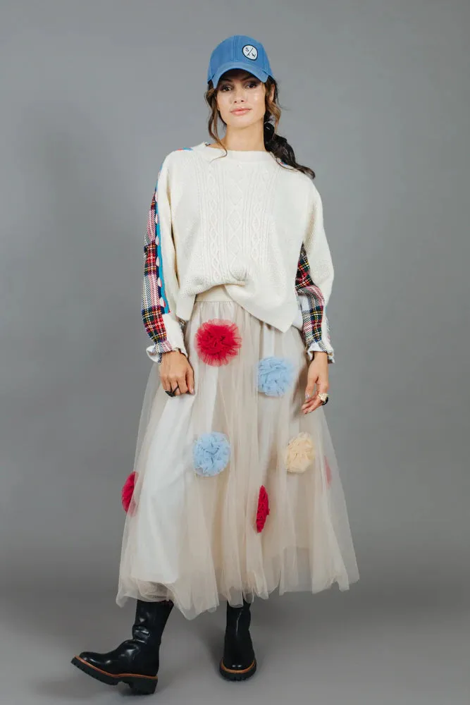 David Pond Vintage Flower Skirt - Cream