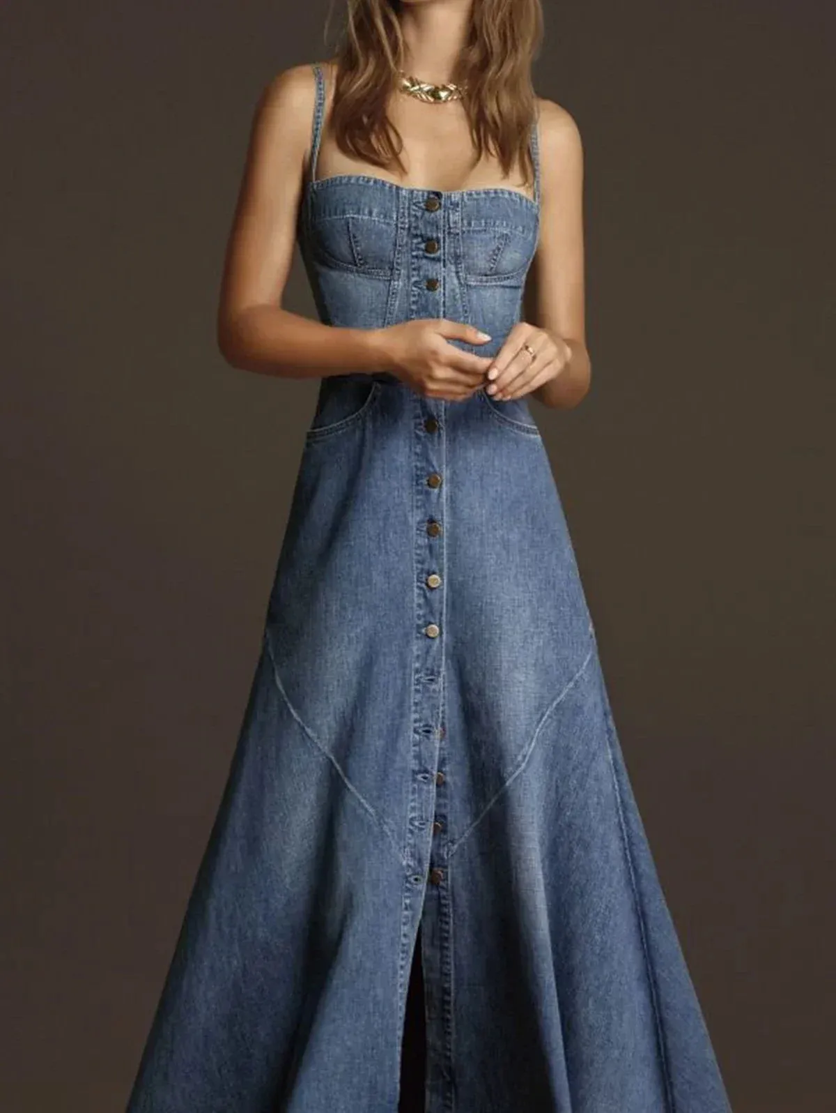 Denim Party Spaghetti Strap Dress