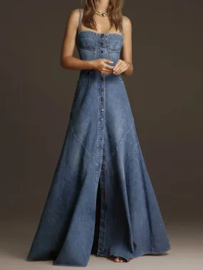 Denim Party Spaghetti Strap Dress