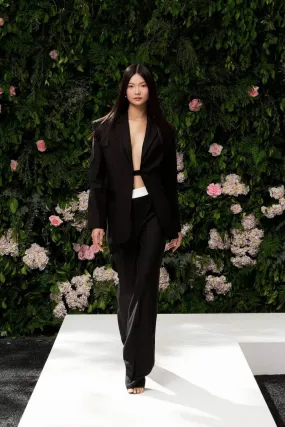 Diana Straight Long Sleeved Wool Cotton Blazer