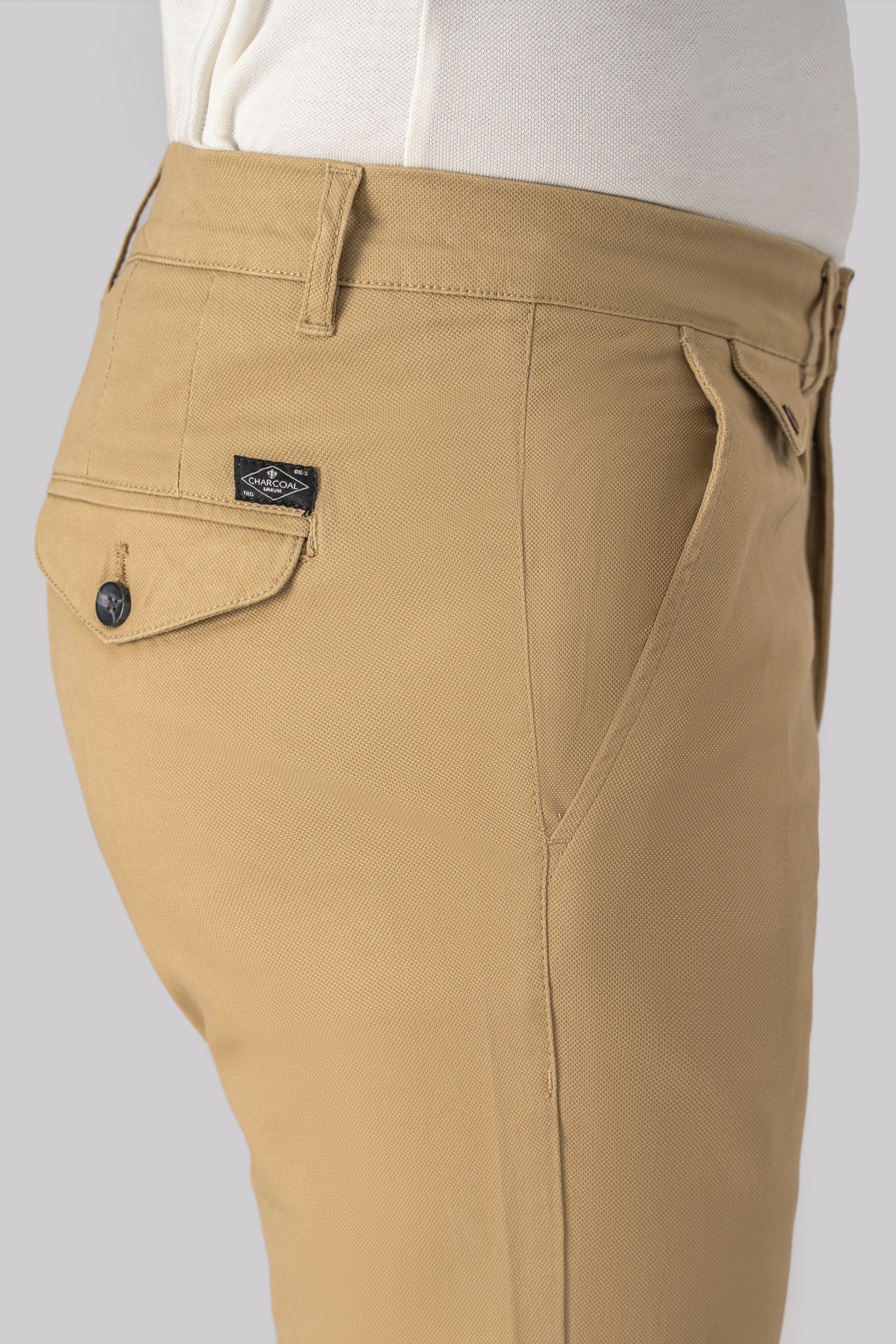 DOBBY SMART FIT CASUAL PANT KHAKI